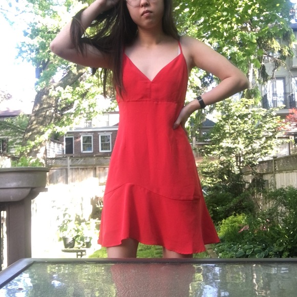 Fire engine red cami dress - Picture 2 of 4